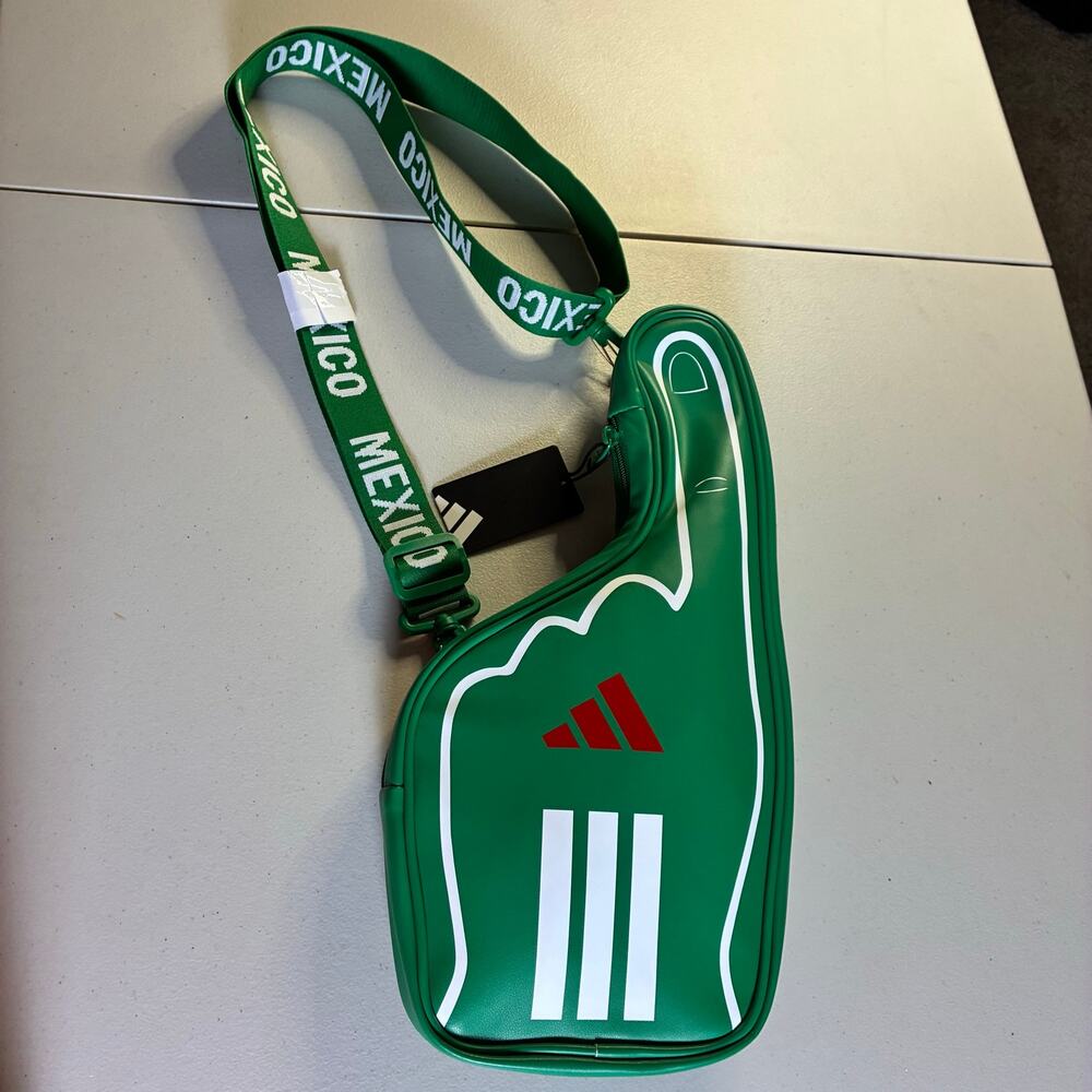 NWT adidas Mexico Finger Crossbody Bag Green Soccer Foam Finger JL4143 $50
